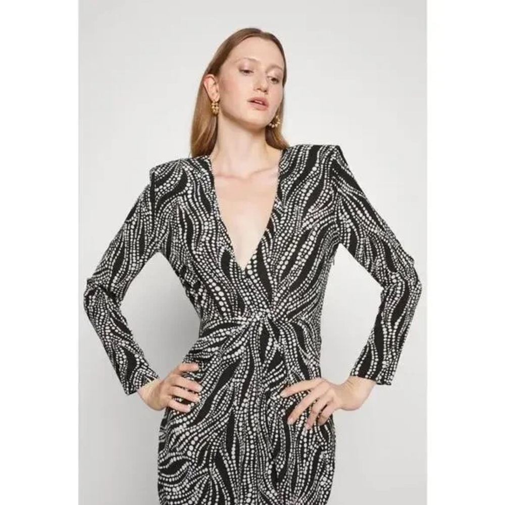 NWT $385 The Kooples Black and White Long Sleeve Dress sz 1/US 4